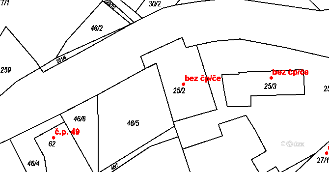 Bílá Lhota 47411449 na parcele st. 25/2 v KÚ Měník, Katastrální mapa