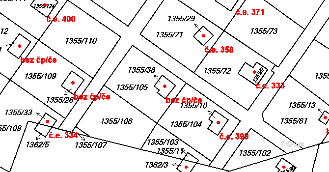Praha 48742449 na parcele st. 1355/38 v KÚ Hloubětín, Katastrální mapa