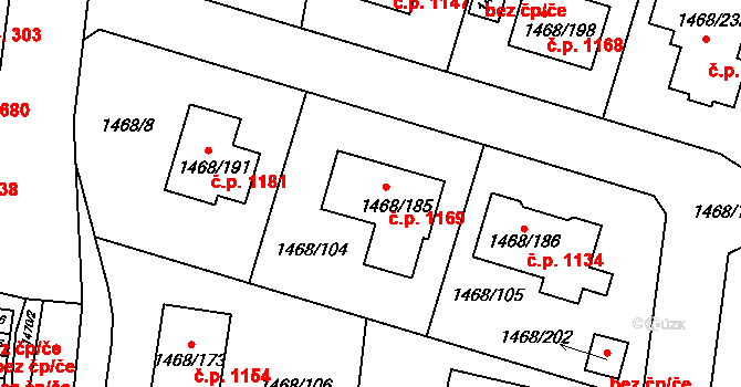 Pečky 1169 na parcele st. 1468/185 v KÚ Pečky, Katastrální mapa