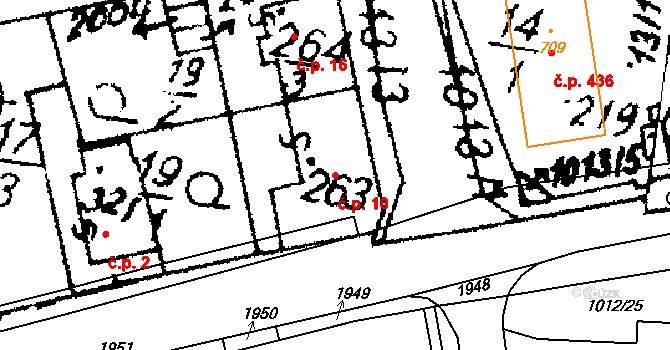 Hrochův Týnec 10 na parcele st. 263 v KÚ Hrochův Týnec, Katastrální mapa