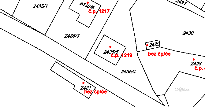Třešť 1219 na parcele st. 2435/5 v KÚ Třešť, Katastrální mapa