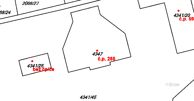 Pražské Předměstí 255, Jaroměř na parcele st. 4347 v KÚ Jaroměř, Katastrální mapa