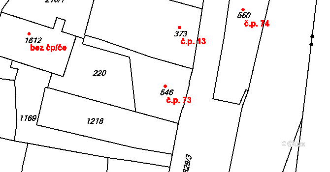 Poříčí 73, Broumov na parcele st. 546 v KÚ Broumov, Katastrální mapa