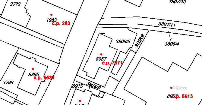 Zlín 7071 na parcele st. 8957 v KÚ Zlín, Katastrální mapa