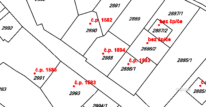 Zábřeh 1594 na parcele st. 2888 v KÚ Zábřeh na Moravě, Katastrální mapa