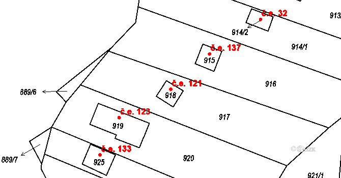 Senec 121, Zruč-Senec na parcele st. 918 v KÚ Senec u Plzně, Katastrální mapa