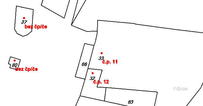 Nečichy 11, Louny na parcele st. 33 v KÚ Nečichy, Katastrální mapa