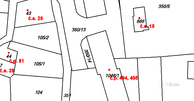 Nepomuk 494,495 na parcele st. 1046/1 v KÚ Nepomuk, Katastrální mapa