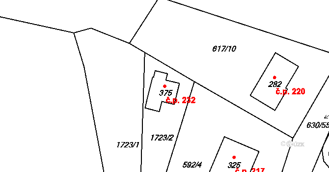 Svatý Kříž 232, Havlíčkův Brod na parcele st. 375 v KÚ Suchá u Havlíčkova Brodu, Katastrální mapa
