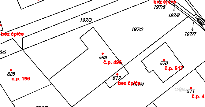 Kvasice 496 na parcele st. 569 v KÚ Kvasice, Katastrální mapa
