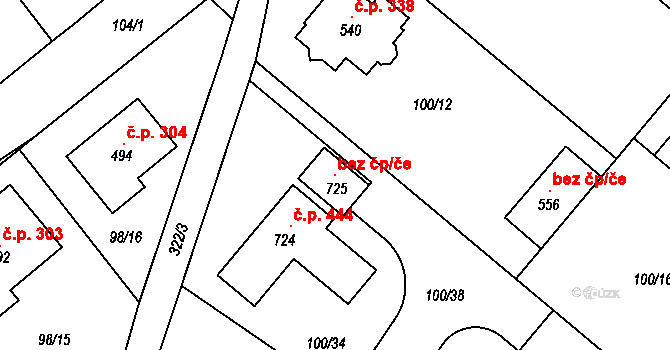 Vědomice 104772450 na parcele st. 725 v KÚ Vědomice, Katastrální mapa