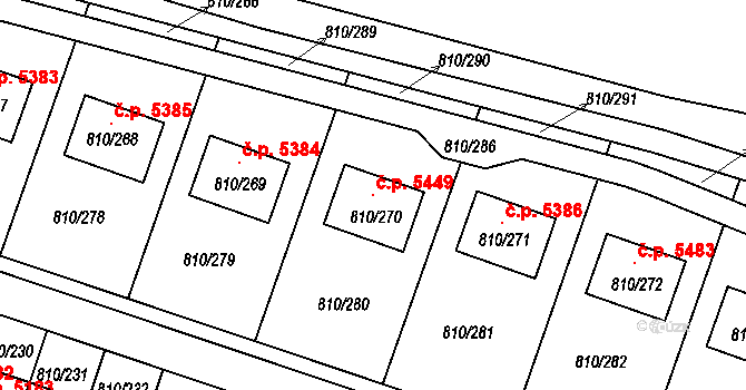 Proseč nad Nisou 5449, Jablonec nad Nisou na parcele st. 810/270 v KÚ Proseč nad Nisou, Katastrální mapa