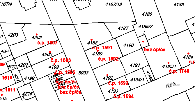 Přerov I-Město 1592, Přerov na parcele st. 4189 v KÚ Přerov, Katastrální mapa