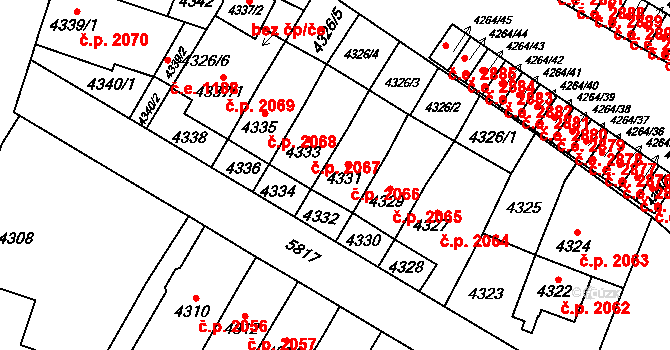 Jihlava 2066 na parcele st. 4331 v KÚ Jihlava, Katastrální mapa