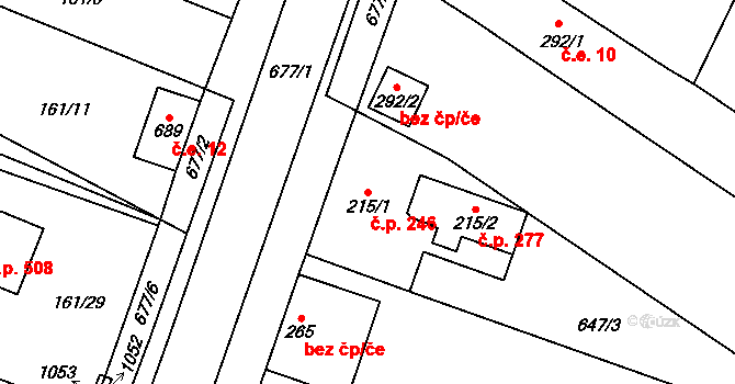Líbeznice 246 na parcele st. 215/1 v KÚ Líbeznice, Katastrální mapa