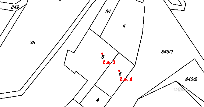 Lvová 3, Jablonné v Podještědí na parcele st. 5 v KÚ Lvová, Katastrální mapa