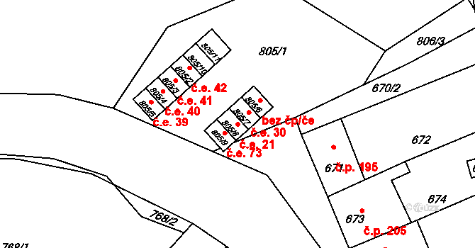 Omice 21 na parcele st. 805/8 v KÚ Omice, Katastrální mapa