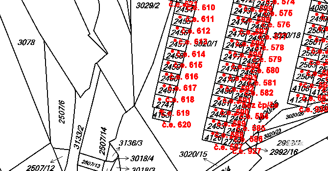 Kyjov 618 na parcele st. 2461 v KÚ Kyjov, Katastrální mapa