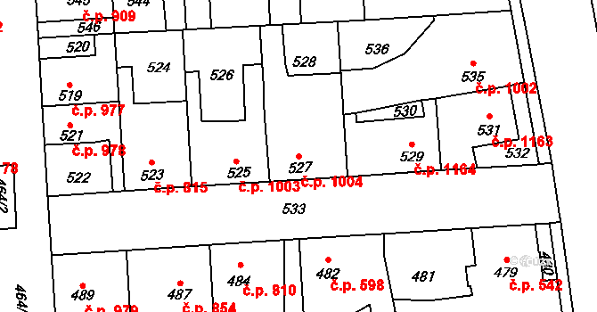 Kročehlavy 1004, Kladno na parcele st. 527 v KÚ Kročehlavy, Katastrální mapa