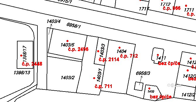Boskovice 2114 na parcele st. 1403/3 v KÚ Boskovice, Katastrální mapa
