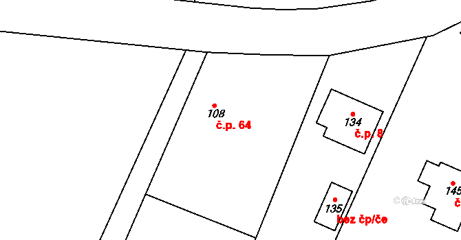 Boharyně 64 na parcele st. 108 v KÚ Boharyně, Katastrální mapa