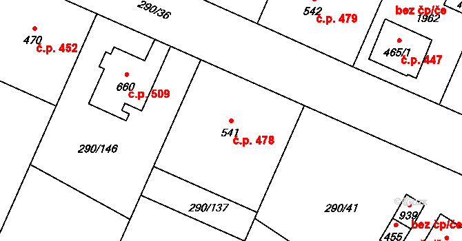 Náměšť na Hané 478 na parcele st. 541 v KÚ Náměšť na Hané, Katastrální mapa