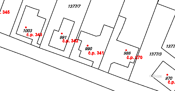 Cvikov I 341, Cvikov na parcele st. 990 v KÚ Cvikov, Katastrální mapa