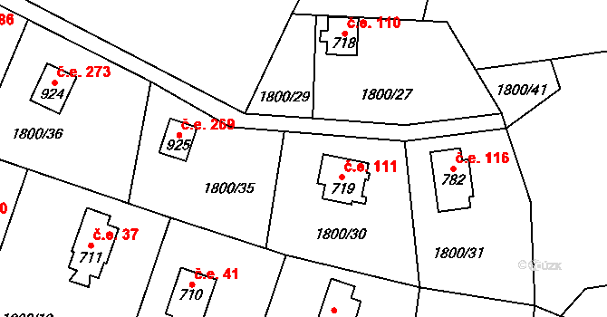 Prostřední Bečva 111 na parcele st. 719 v KÚ Prostřední Bečva, Katastrální mapa