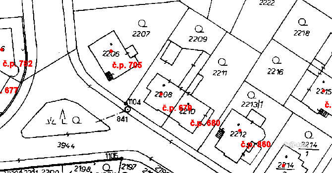 Poděbrady III 679, Poděbrady na parcele st. 2208 v KÚ Poděbrady, Katastrální mapa