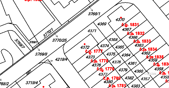 Řečkovice 1777, Brno na parcele st. 4372 v KÚ Řečkovice, Katastrální mapa