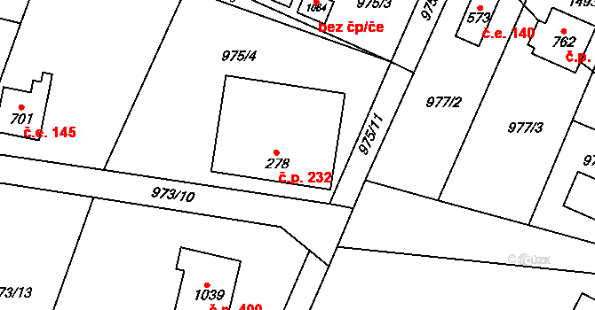 Skalice 232, Frýdek-Místek na parcele st. 278 v KÚ Skalice u Frýdku-Místku, Katastrální mapa