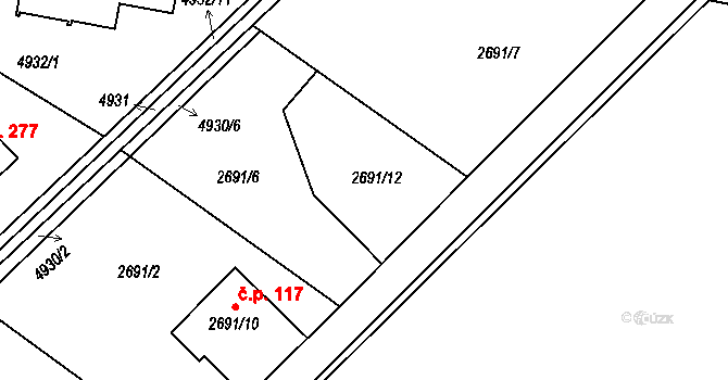 Sviadnov 225 na parcele st. 2691/12 v KÚ Sviadnov, Katastrální mapa