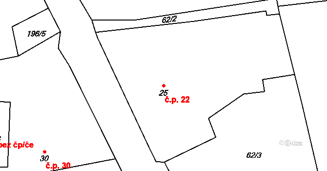 Dolní Lhota 22, Janovice nad Úhlavou na parcele st. 25 v KÚ Dolní Lhota u Klatov, Katastrální mapa