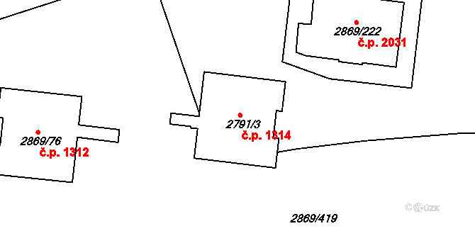 Krč 1314, Praha na parcele st. 2791/3 v KÚ Krč, Katastrální mapa