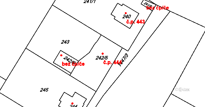 Řepy 444, Praha na parcele st. 242/5 v KÚ Řepy, Katastrální mapa