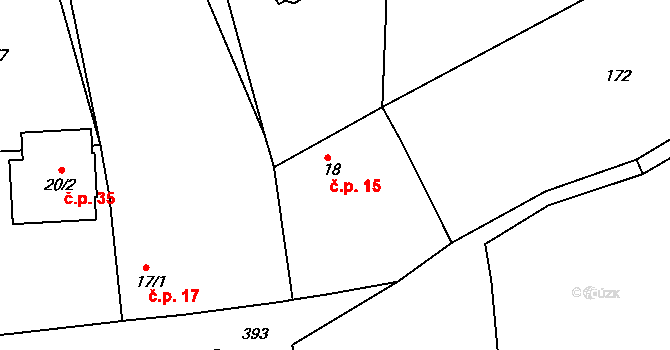 Skuhrov 15, Počepice na parcele st. 18 v KÚ Skuhrov u Počepic, Katastrální mapa
