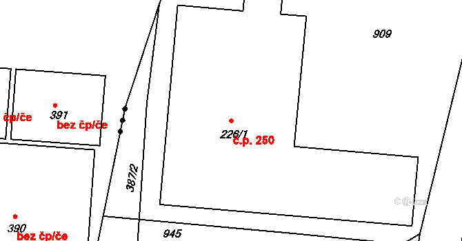 Dolní Chrastava 250, Chrastava na parcele st. 226/1 v KÚ Dolní Chrastava, Katastrální mapa