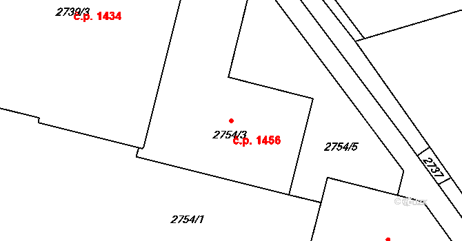 Prostřední Suchá 1456, Havířov na parcele st. 2754/3 v KÚ Prostřední Suchá, Katastrální mapa