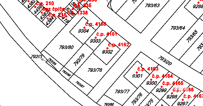 Hodonín 4162 na parcele st. 9302 v KÚ Hodonín, Katastrální mapa
