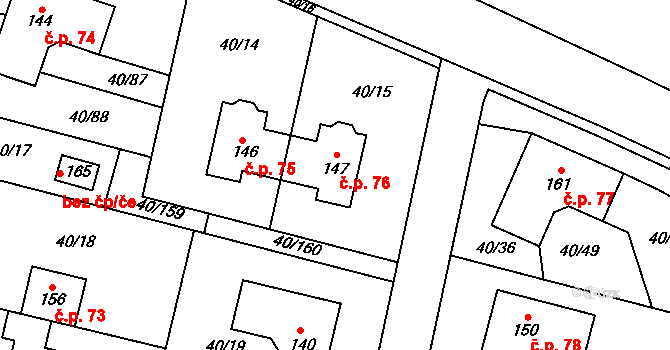 Noutonice 76, Lichoceves na parcele st. 147 v KÚ Noutonice, Katastrální mapa