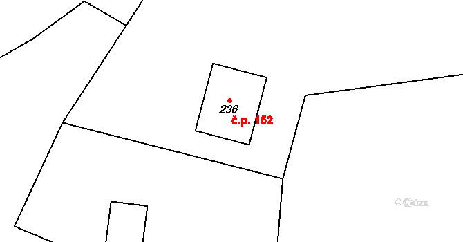 Bouzov 152 na parcele st. 236 v KÚ Bouzov, Katastrální mapa