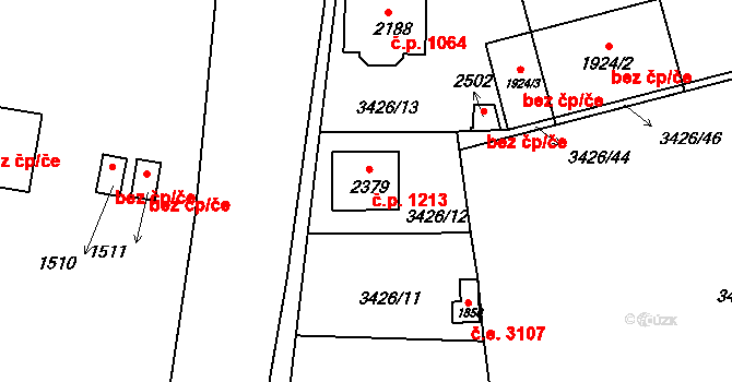Trhové Sviny 1213 na parcele st. 2379 v KÚ Trhové Sviny, Katastrální mapa