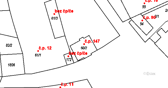 Hracholusky 147 na parcele st. 60/2 v KÚ Hracholusky u Prachatic, Katastrální mapa