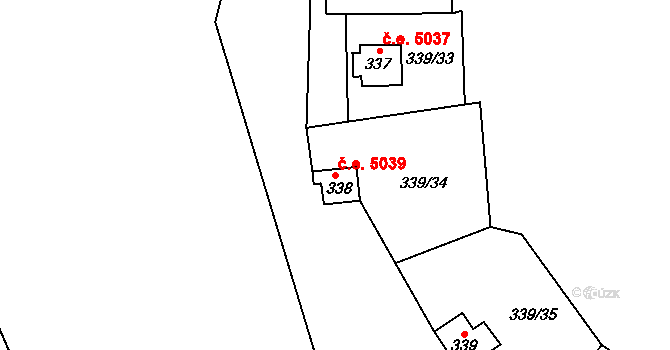 Kozojedy 5039 na parcele st. 338 v KÚ Kozojedy u Kostelce nad Černými Lesy, Katastrální mapa
