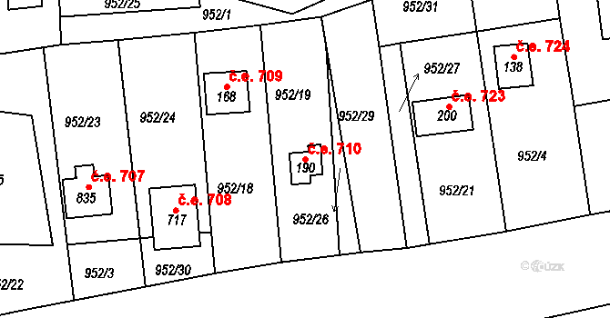 Podhrad 710, Cheb na parcele st. 190 v KÚ Podhrad, Katastrální mapa