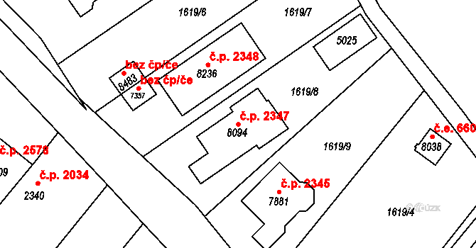 Kroměříž 2347 na parcele st. 8094 v KÚ Kroměříž, Katastrální mapa
