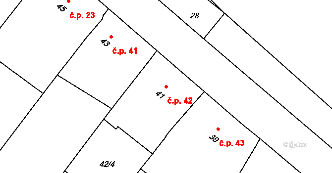 Košíkov 42, Velká Bíteš na parcele st. 41 v KÚ Košíkov, Katastrální mapa