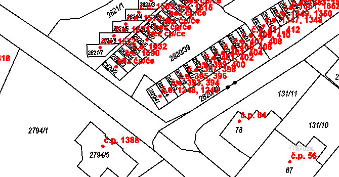 Děčín II-Nové Město 393,394, Děčín na parcele st. 2820/14 v KÚ Děčín, Katastrální mapa