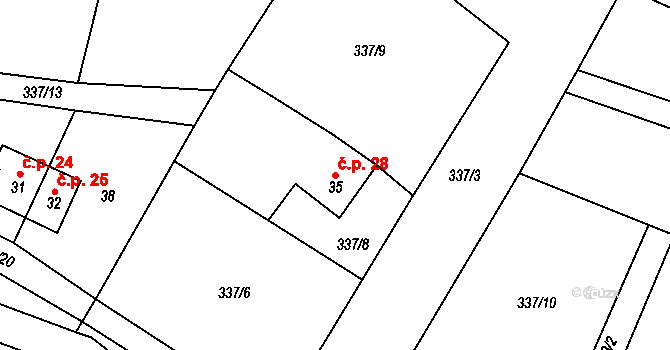 Vrtěžíř 28, Štěpánov nad Svratkou na parcele st. 35 v KÚ Vrtěžíř, Katastrální mapa
