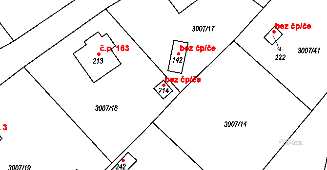 Měčín 39197450 na parcele st. 214 v KÚ Měčín, Katastrální mapa